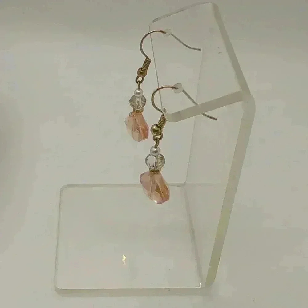 New Sterling Silver 18kt Coated Sterling Silver Pearl & Czech Crystal Earrings.. - Picture 3 of 9